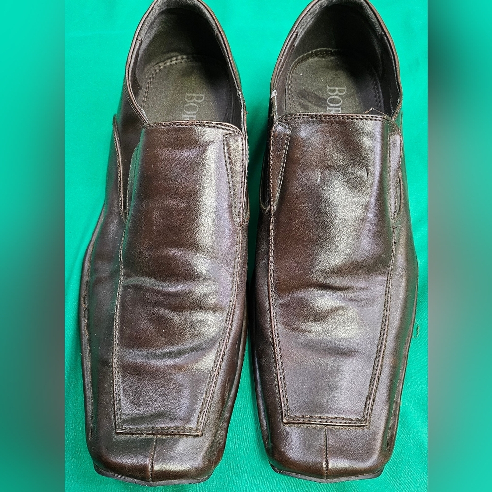 Borelli Miami Brown Slip-On Square Toe Dress‎ Shoes 322054 Mens Size 10.5